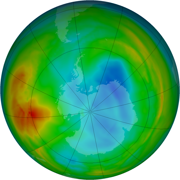 Antarctic ozone map for 14 July 2007